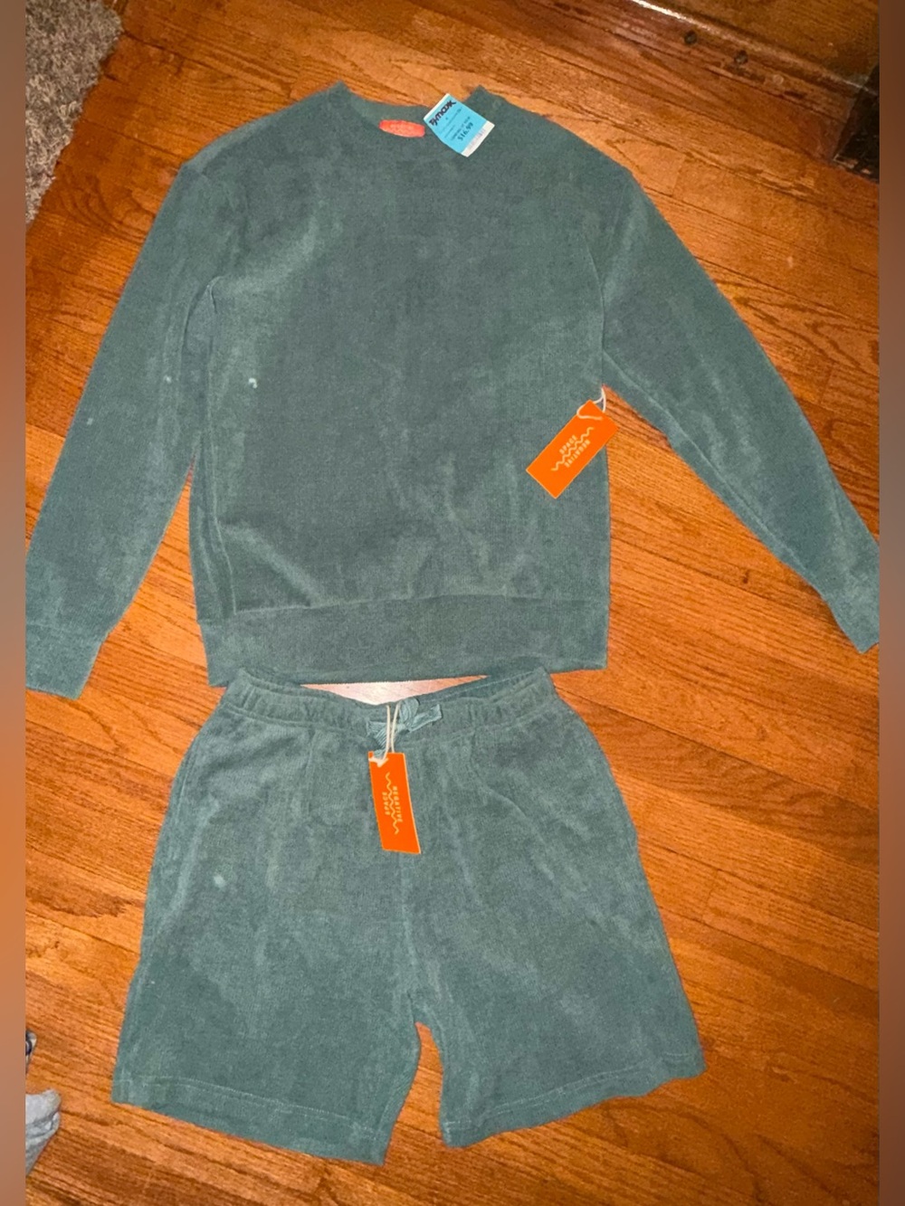 Men's Green Terry Cloth Lounge Shorts & Top NWT